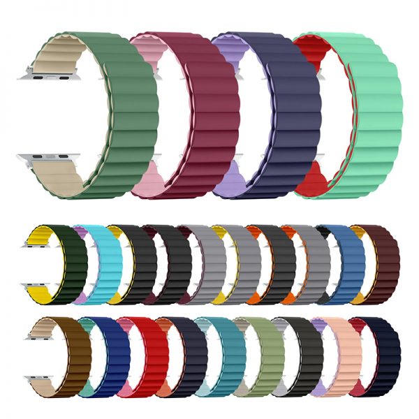 Reversible Watch Band for Apple Watch Series 7 6 5 SE Invertible Magnetic Silicone Watch Strap Chinese Factory - Image 2