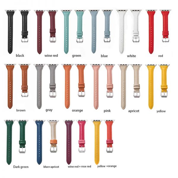 Slim Thin Luxury Genuine Leather Strap for Apple Watch Series 8/7/6/SE/5/4/3/2/1 width 38/40/41/42/44/45mm - Image 3