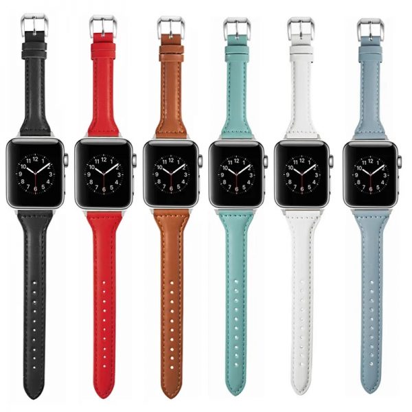 Slim Thin Luxury Genuine Leather Strap for Apple Watch Series 8/7/6/SE/5/4/3/2/1 width 38/40/41/42/44/45mm - Image 5