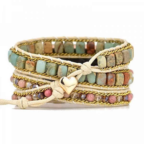 Natural Stone Link Strap Band Bracelet for Apple Watch Series 9 41mm 45mm Women Ladies Beaded Loop Jewelry Watch Band - Image 6