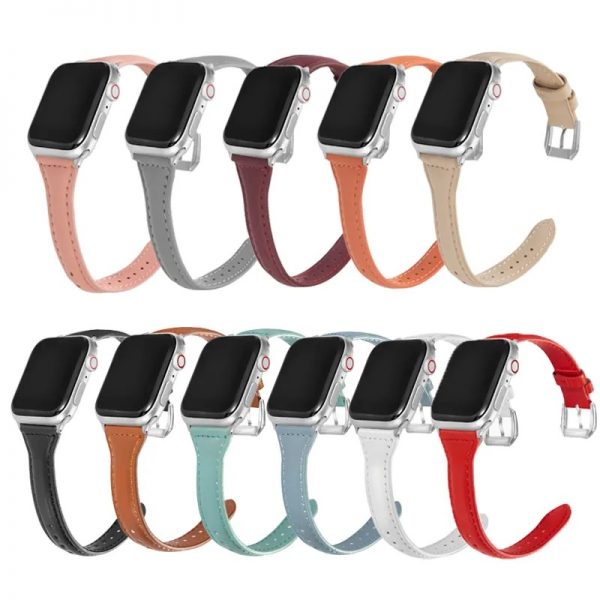 Slim Thin Luxury Genuine Leather Strap for Apple Watch Series 8/7/6/SE/5/4/3/2/1 width 38/40/41/42/44/45mm - Image 6