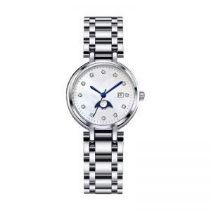 Moonphase watch woman steel watch band simple calendar diamond lady girl wristwatch moonphase fashion casual cute