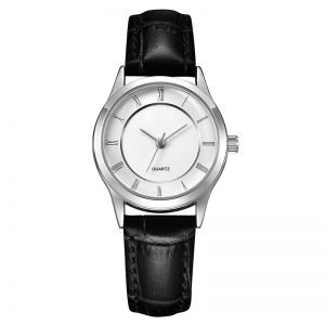 Hot sale quartz watch couples lovers genuine leather strap wristwatch with calendar rose gold silver white black