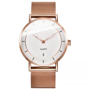 Woman watch rose gold mesh strap simple luminous quartz wristwatch with calendar casual lady gril watch made in China