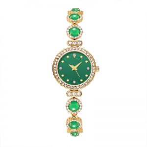 Bracelet watch woman hand chain watch girl chain bracelet watch lady small round diamond sapphire crystal green watch