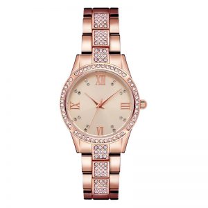 Rose gold woman watch stainless steel watch band fashion woman wristwatch quartz diamond gift watch custom watches