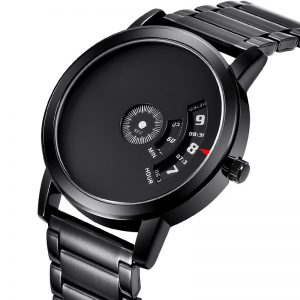 Sport man watch quartz steel band mesh strap man watch turntable display no watch hands new design business man watch
